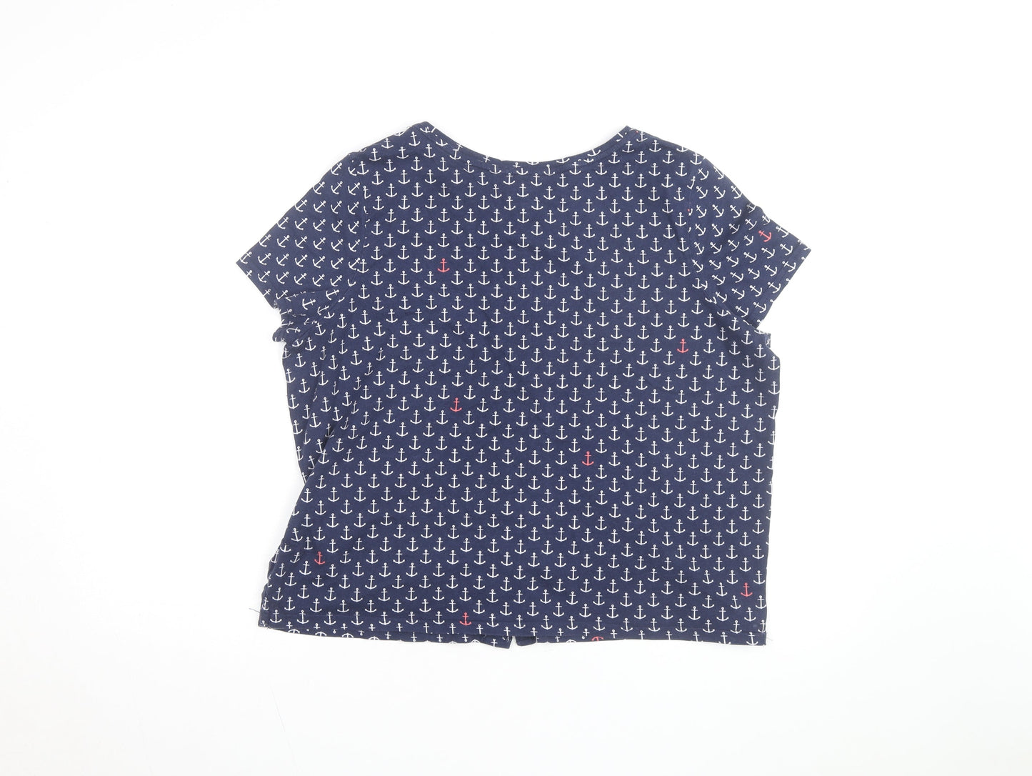 Joules Womens Blue Anchor Print Button-Up Cotton Top UK 16