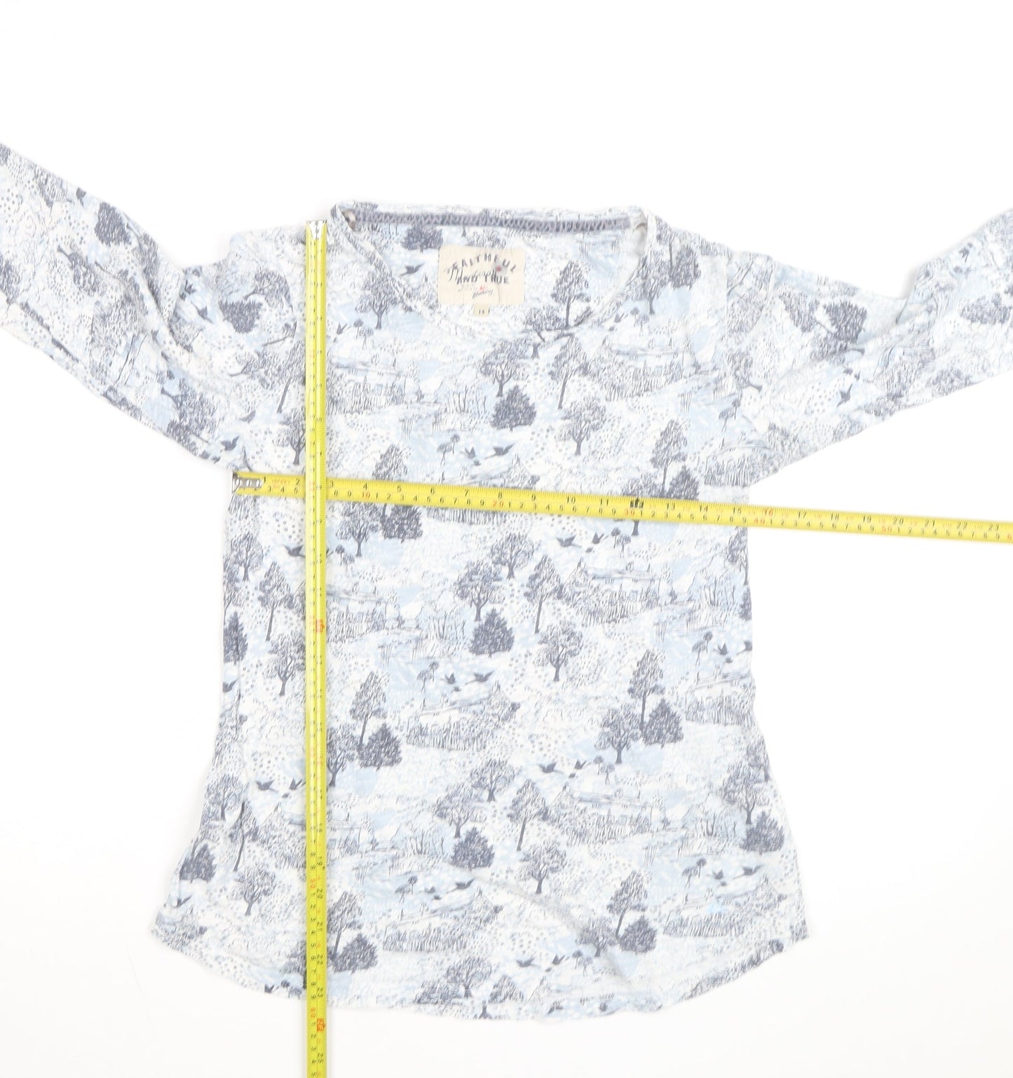FatFace Women’s Blue Nature Print Long Sleeve Cotton T-Shirt Size 14