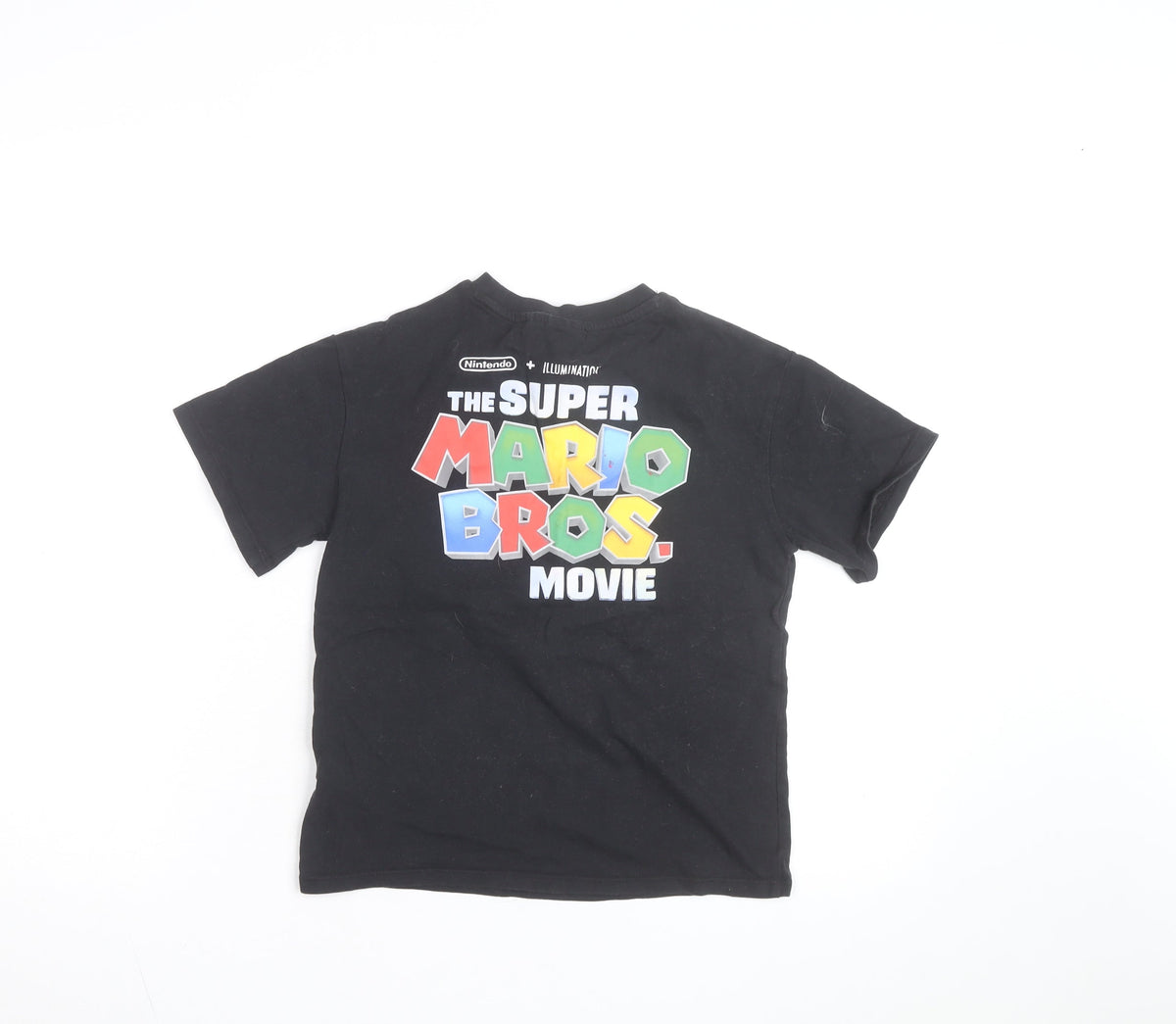 Close-up detail of Next girls’ black super mario princess peach graphic cotton t-shirt 6 years