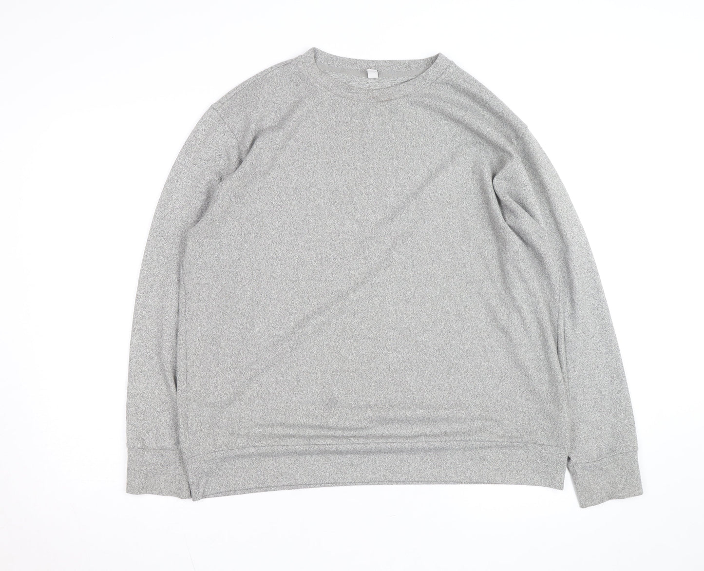 Uniqlo Men Grey L Long Sleeve Crew Neck Casual Top