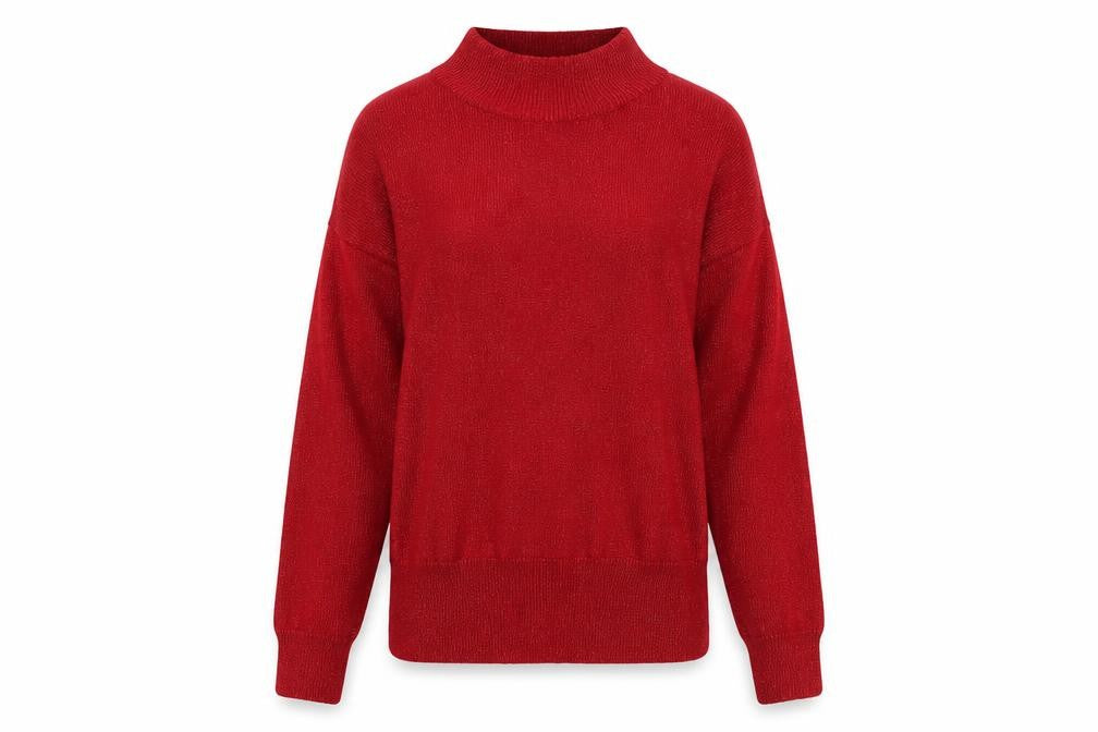 Dressbarn Women's Red Mock Neck Pullover Jumper Size S