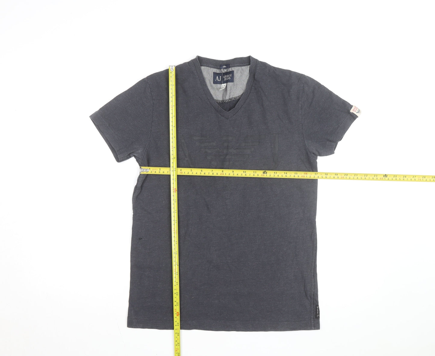 Armani Jeans Men's Grey Slim Fit V-Neck Short Sleeve T-Shirt M