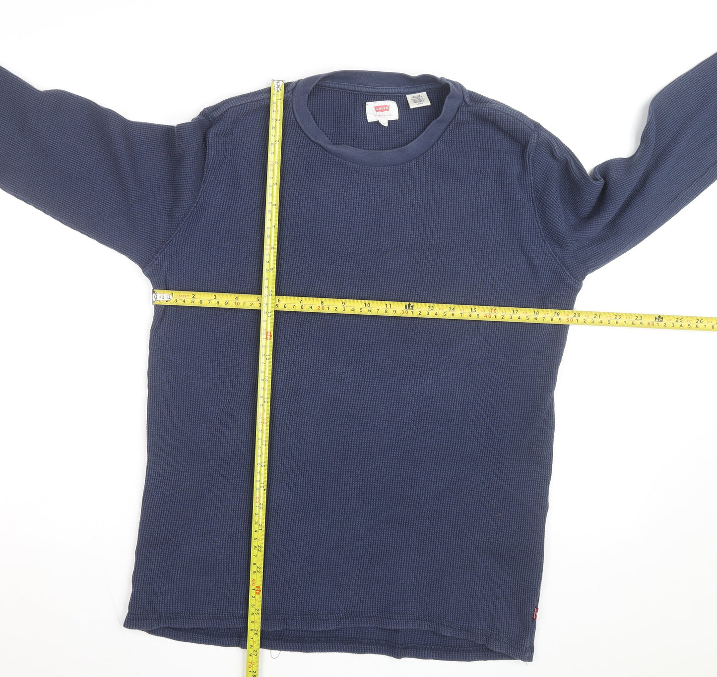 Levi's Men's Blue Waffle-Knit Cotton Jumper Size S