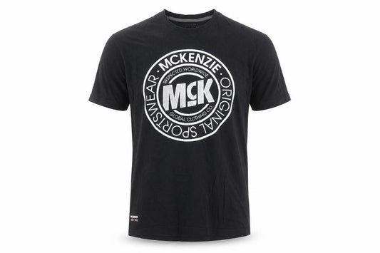 McKenzie Men's Black Logo Sports T-Shirt Size L Short Sleeve Cotton