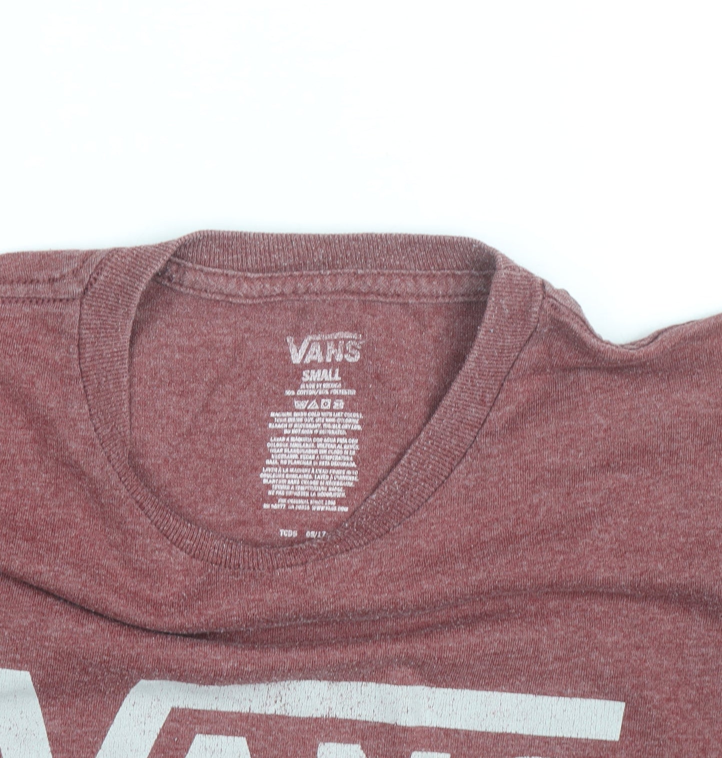 Vans Men's Red Crew Neck Short Sleeve Graphic T-Shirt Size S