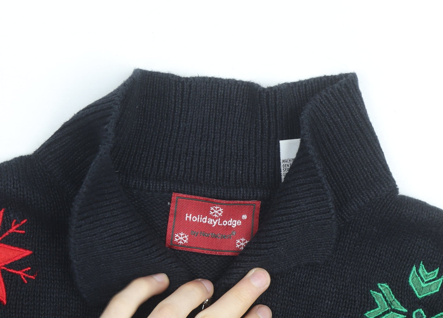 Holiday Lodge Women's Black Christmas Full Zip Jumper Size S