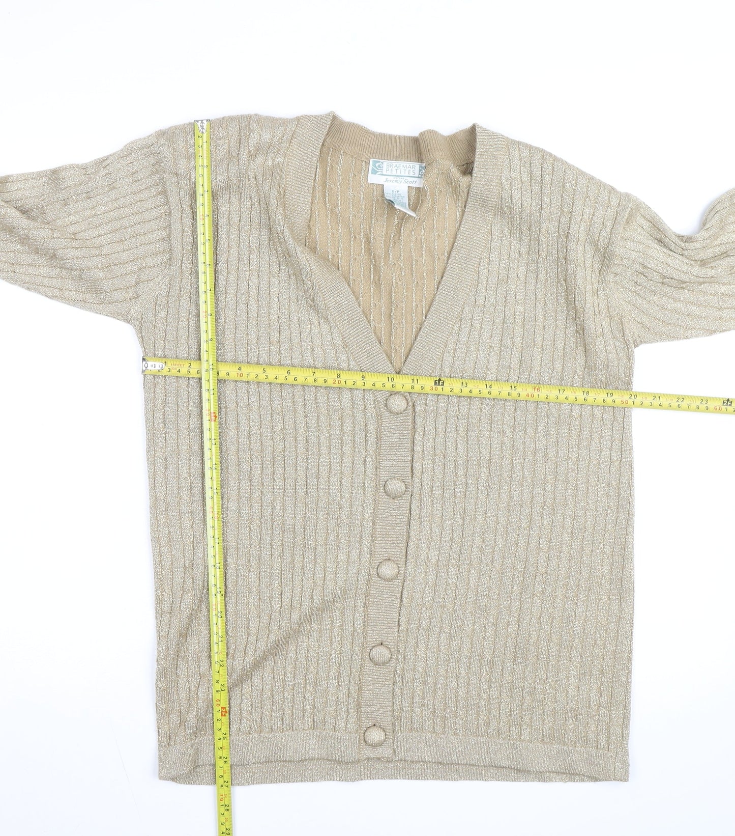 Braemar Petites by Jeremy Scott Beige V-Neck Knit Cardigan S