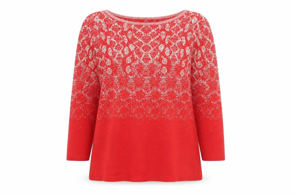 Ruby Rd. Womens Red Metallic Knit 3/4 Sleeve Pullover Jumper Size M