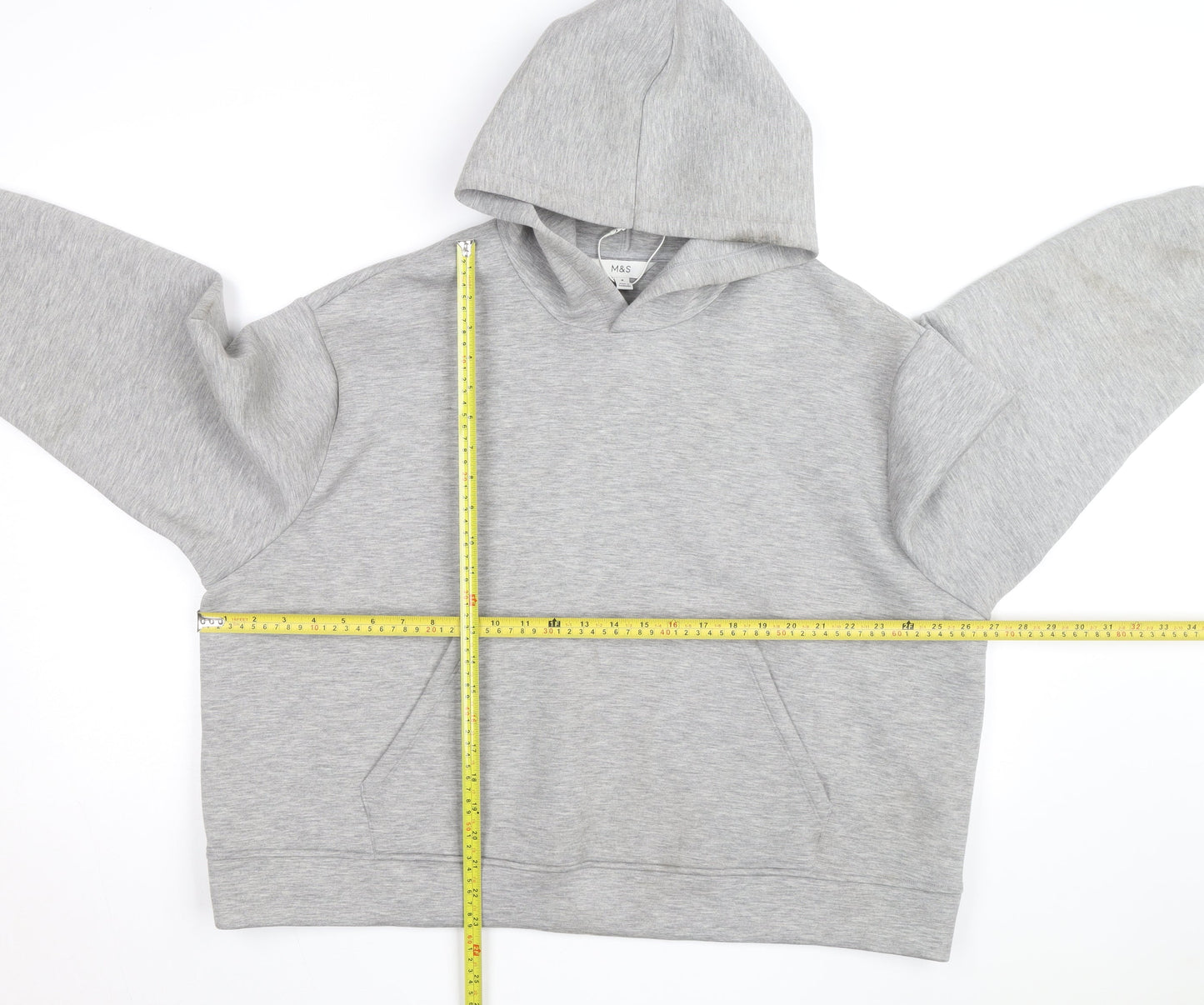 Marks and Spencer Mens Grey XL Pullover Hoodie Cotton Blend