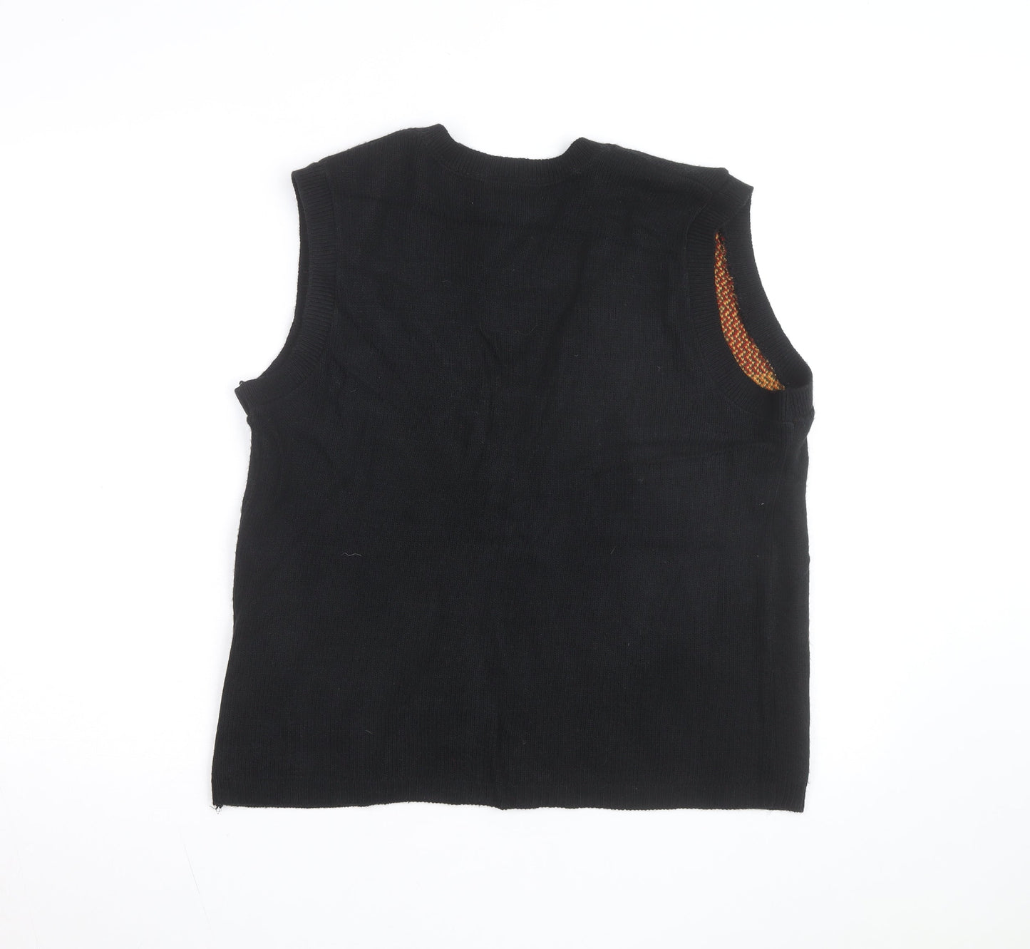 Southern Lady Unisex Black Knit Leaf Pattern Sleeveless Vest L