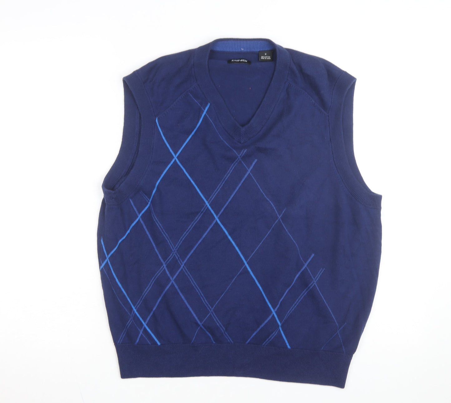 PING Men's Blue Argyle Cotton Golf Vest Jumper Size M