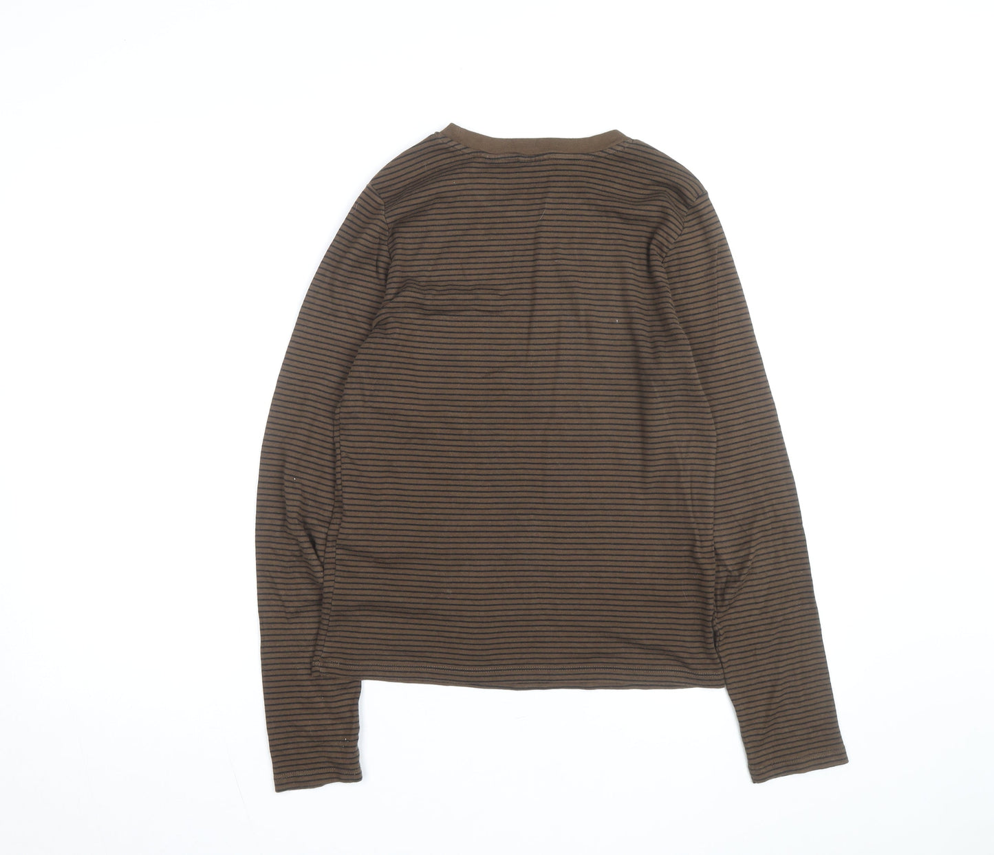 Levi's Girls Brown Striped Long Sleeve T-Shirt Size L Cotton Casual Top