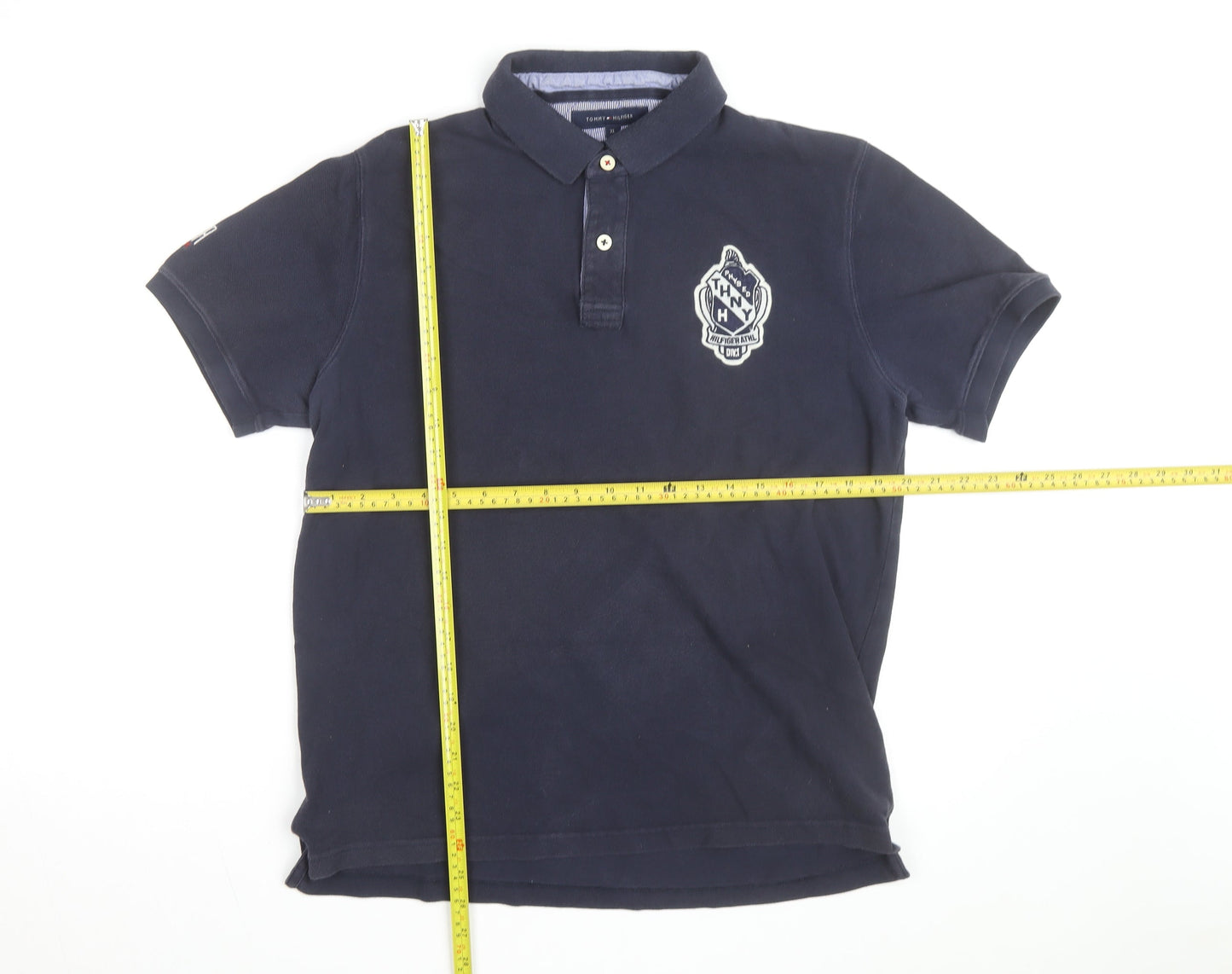 Tommy Hilfiger Men's Blue Slim Fit Polo Shirt XL Embroidered Logo