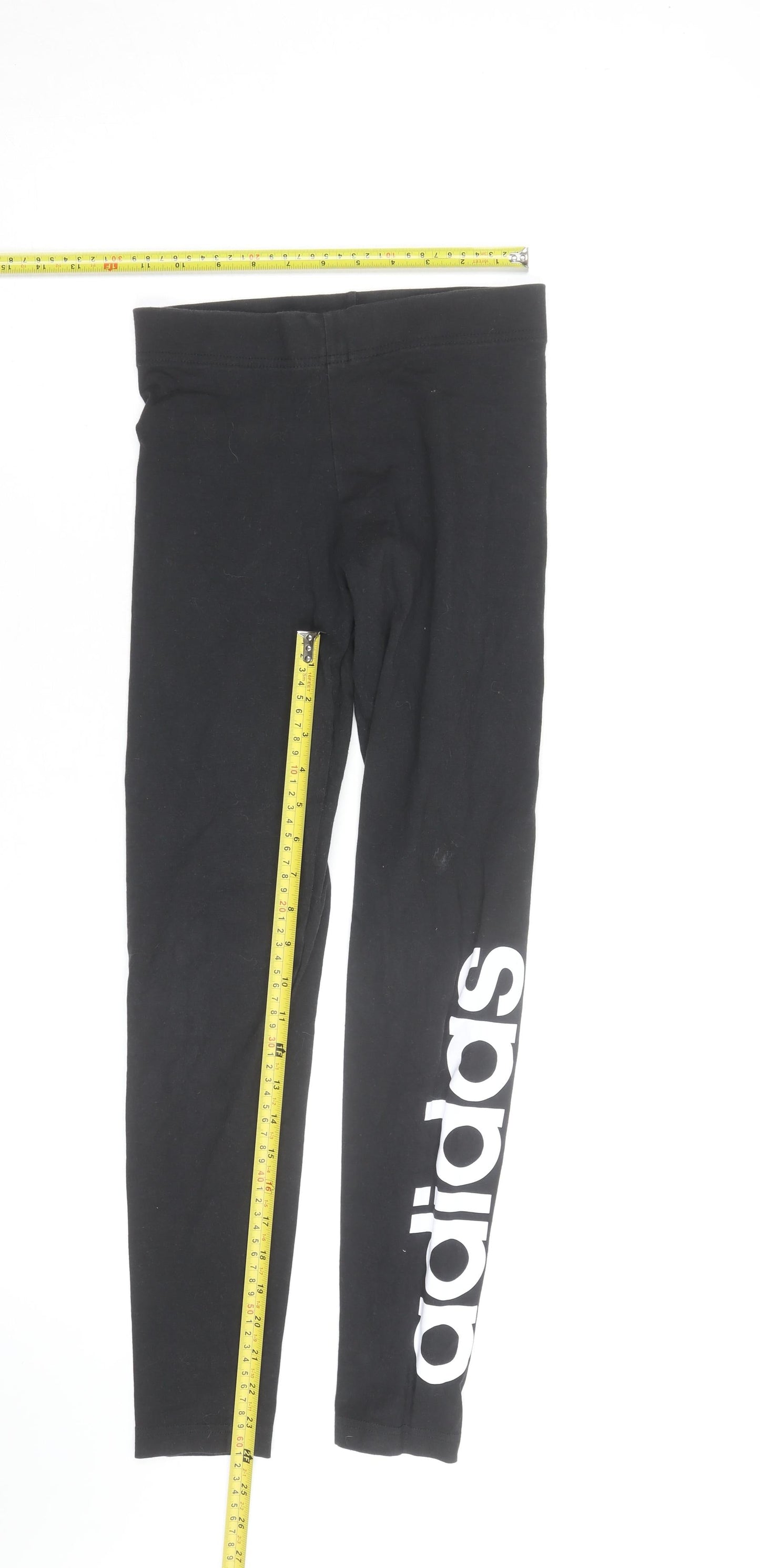 Adidas Girls Black Ankle Leggings 9-10 Years Stretch Sportswear