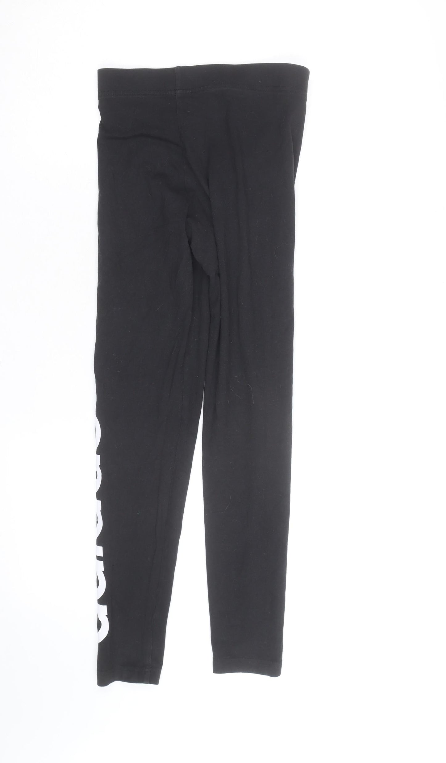 Adidas Girls Black Ankle Leggings 9-10 Years Stretch Sportswear