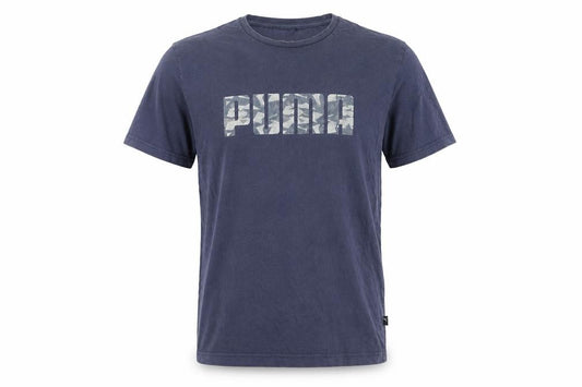 Puma Men's Blue Graphic Print Crew Neck Cotton T-Shirt M