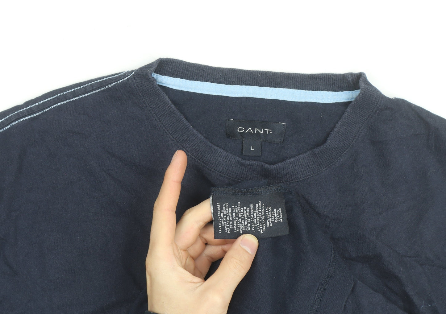 GANT Men's Blue Cotton Crew Neck Short Sleeve T-Shirt L