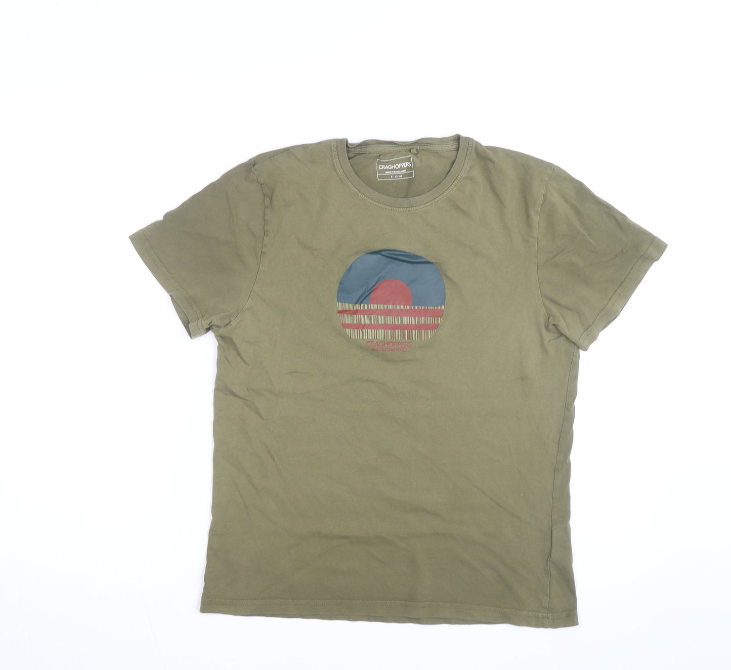 Craghoppers Men’s Green Graphic Print Cotton T-Shirt Size S