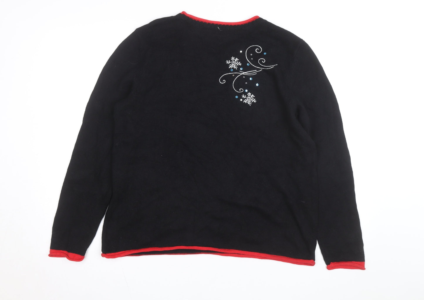 Christopher & Banks Women's Black Christmas Cotton Jumper L