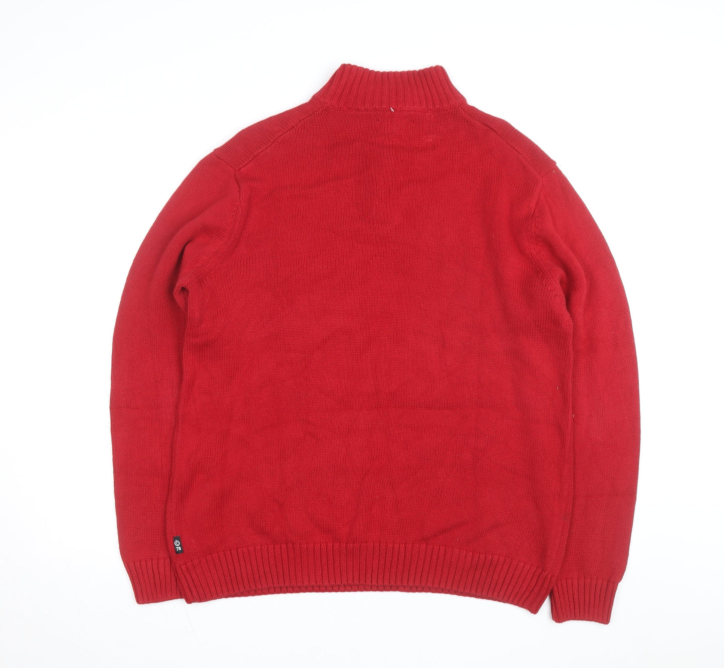 Chaps Men's Red Cotton 1/4 Zip Moose Knit Jumper L