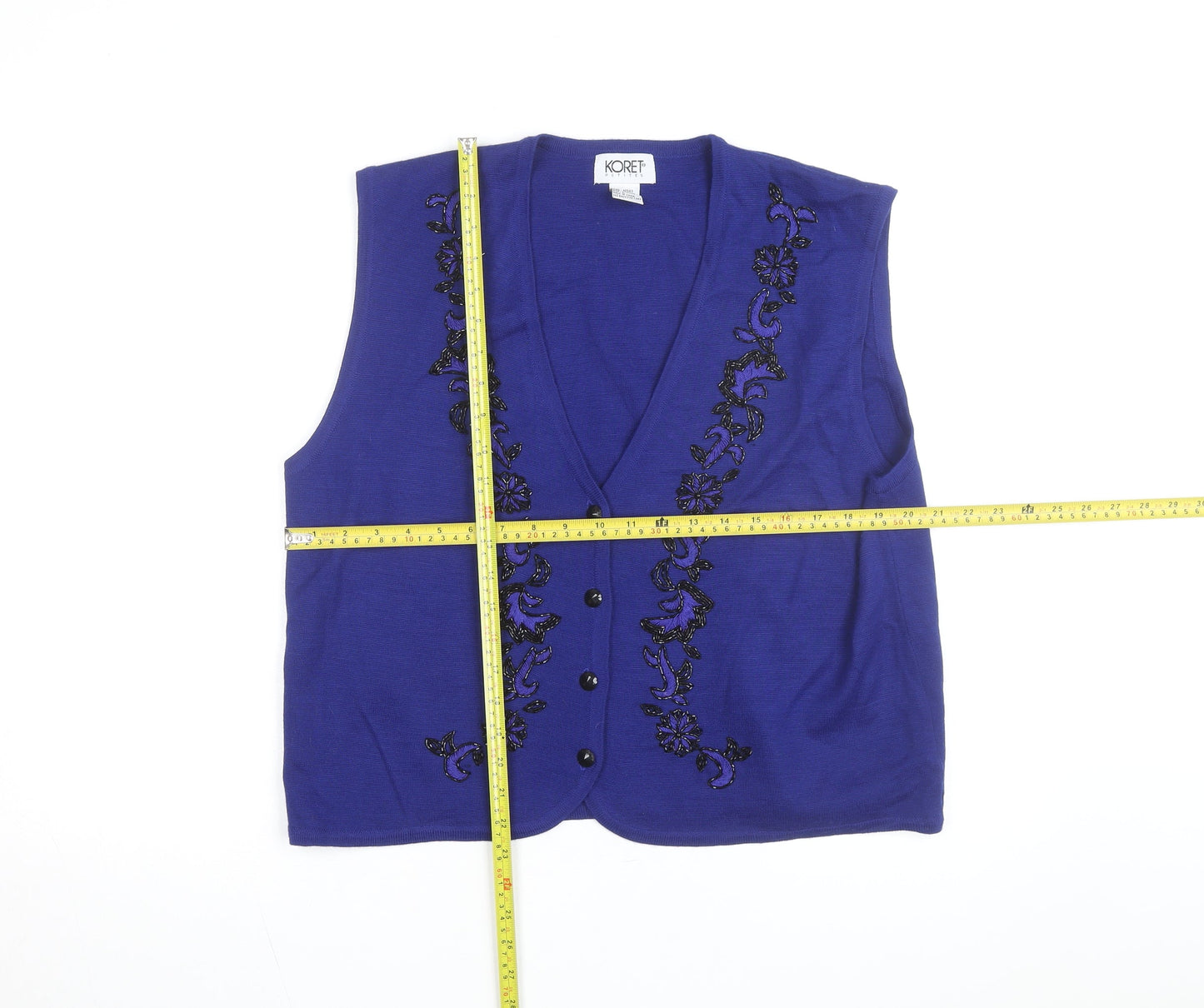 Koret Petites Blue Beaded Knit Sleeveless Vest Jumper Women’s L