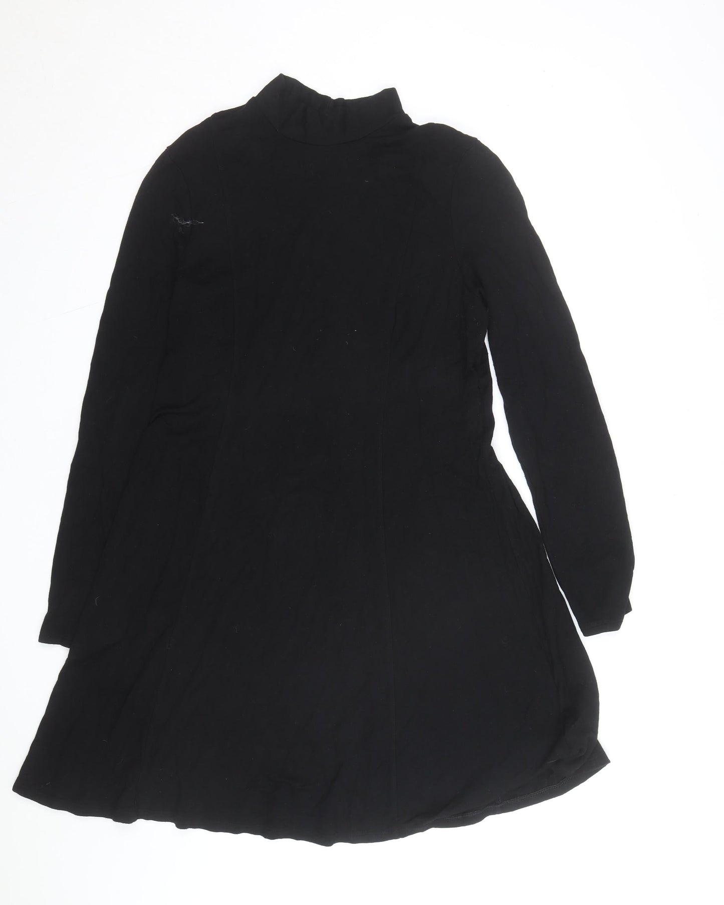 Next Women Black Size 18 A-Line Long Sleeve High Neck Jersey Dress