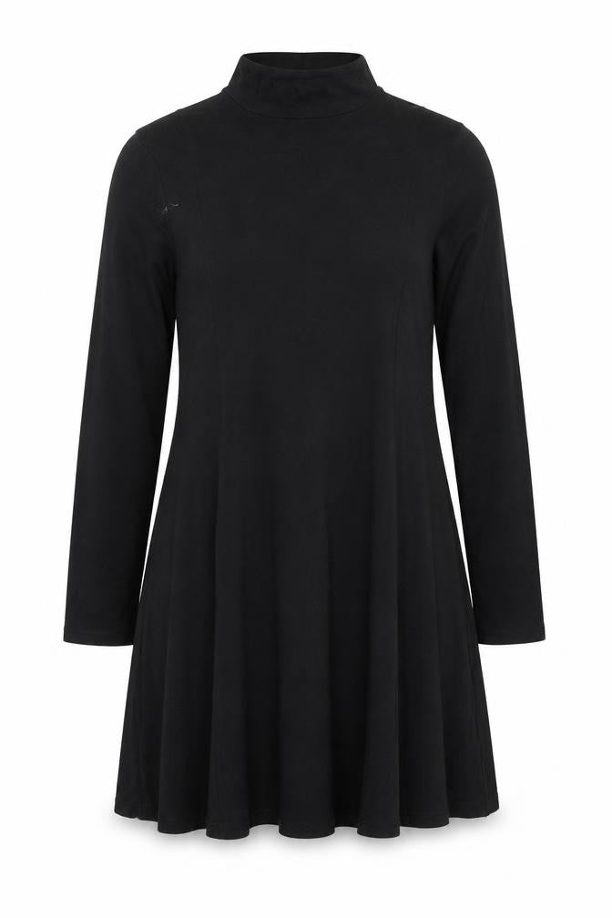 Next Women Black Size 18 A-Line Long Sleeve High Neck Jersey Dress