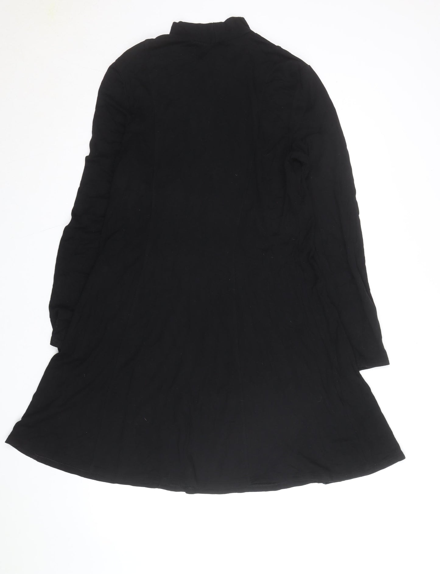 Next Women Black Size 18 A-Line Long Sleeve High Neck Jersey Dress