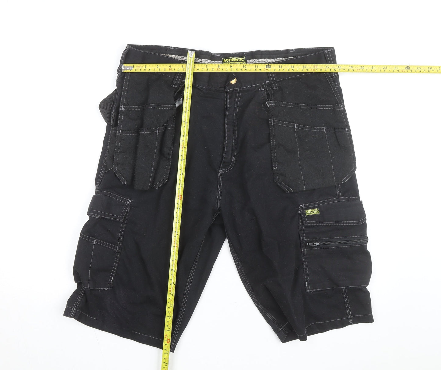 Authentic Workwear Men's Black Cargo Shorts L 36in Durable Pockets