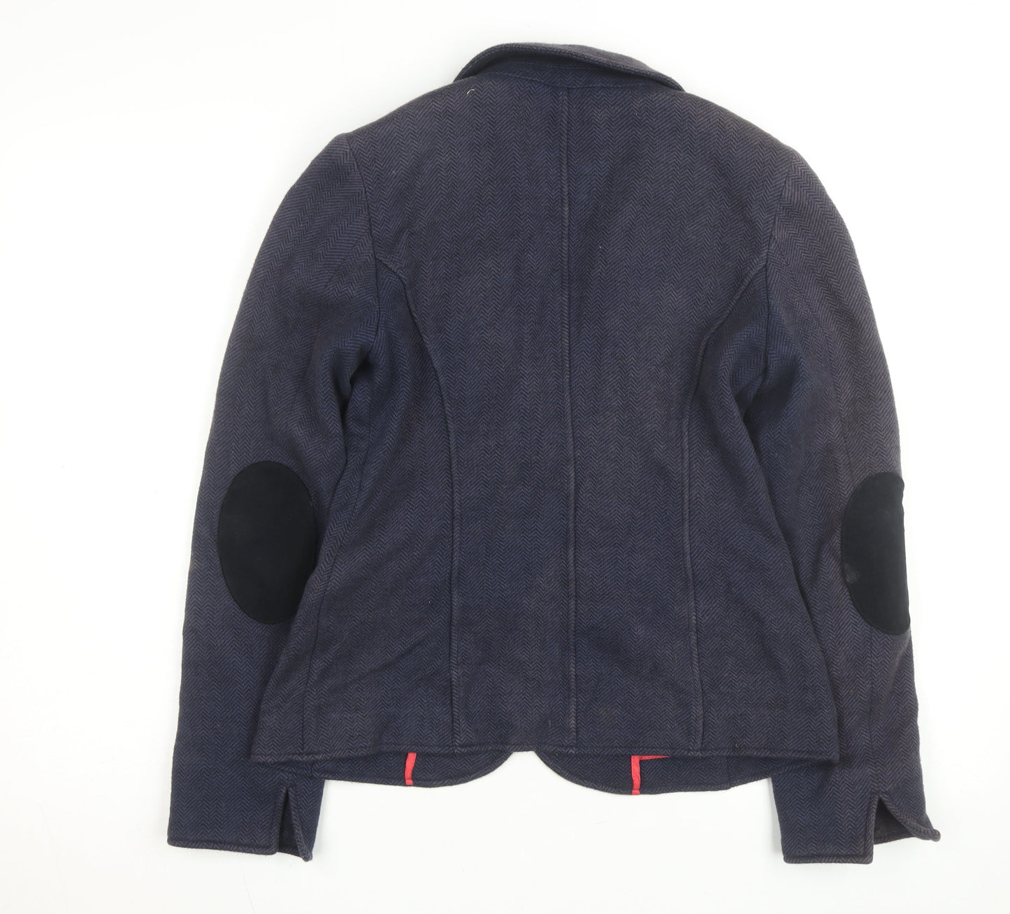 Joules Women's Navy Wool Blend Herringbone Blazer Size 10 Slim Fit