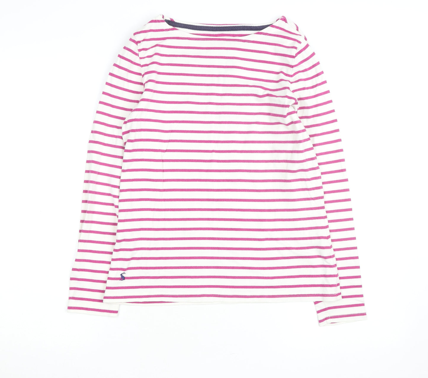 Joules Women's Pink Striped Long Sleeve Cotton T-Shirt Size S