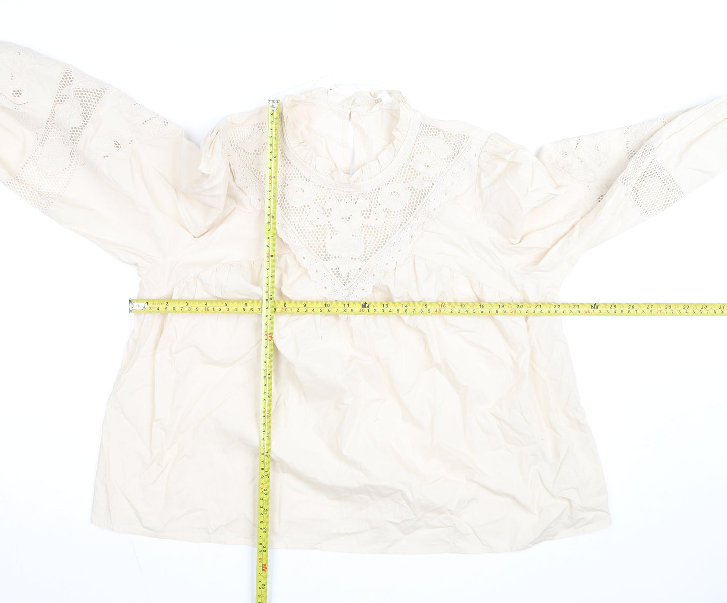 Marks and Spencer Per Una Ivory Cotton Embroidered Tunic Blouse Women’s Size 16
