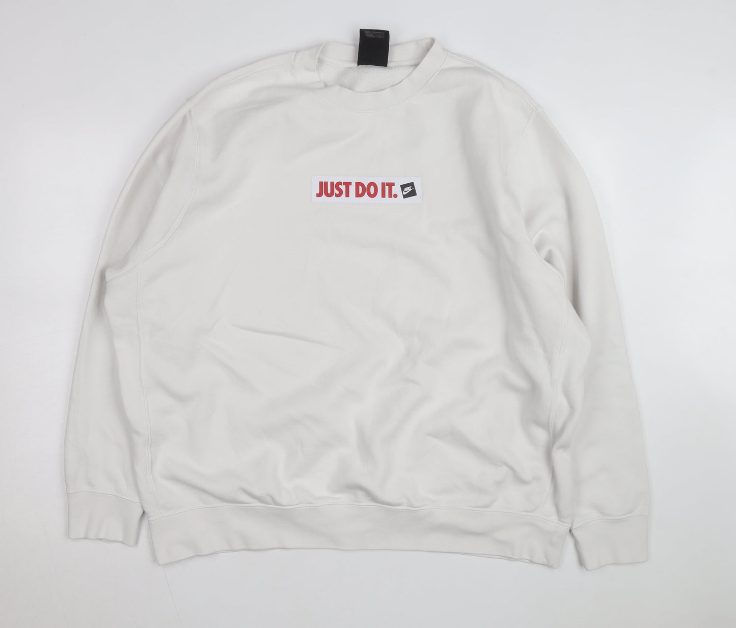 Nike Men's White 2XL Pullover Crew Neck Sweatshirt Just Do It Logo