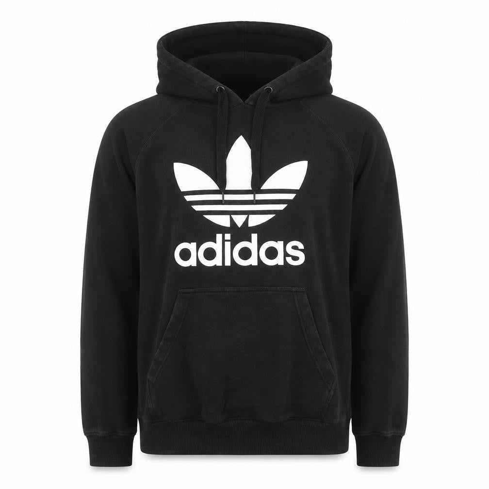 Adidas Mens Black Pullover Hoodie Size L Logo Sportswear