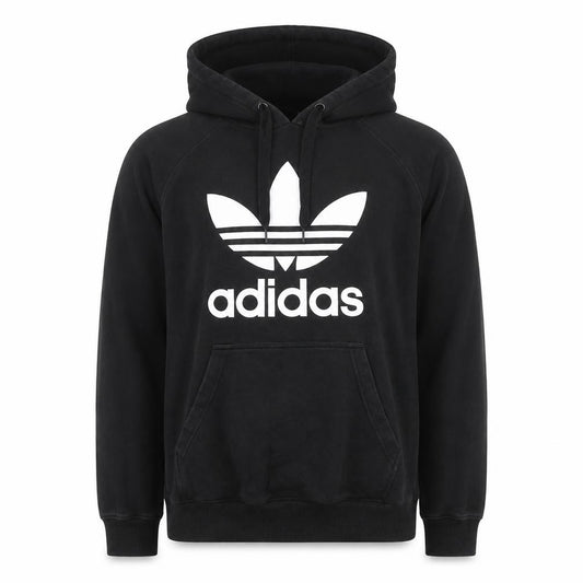 Adidas Mens Black Pullover Hoodie Size L Logo Sportswear