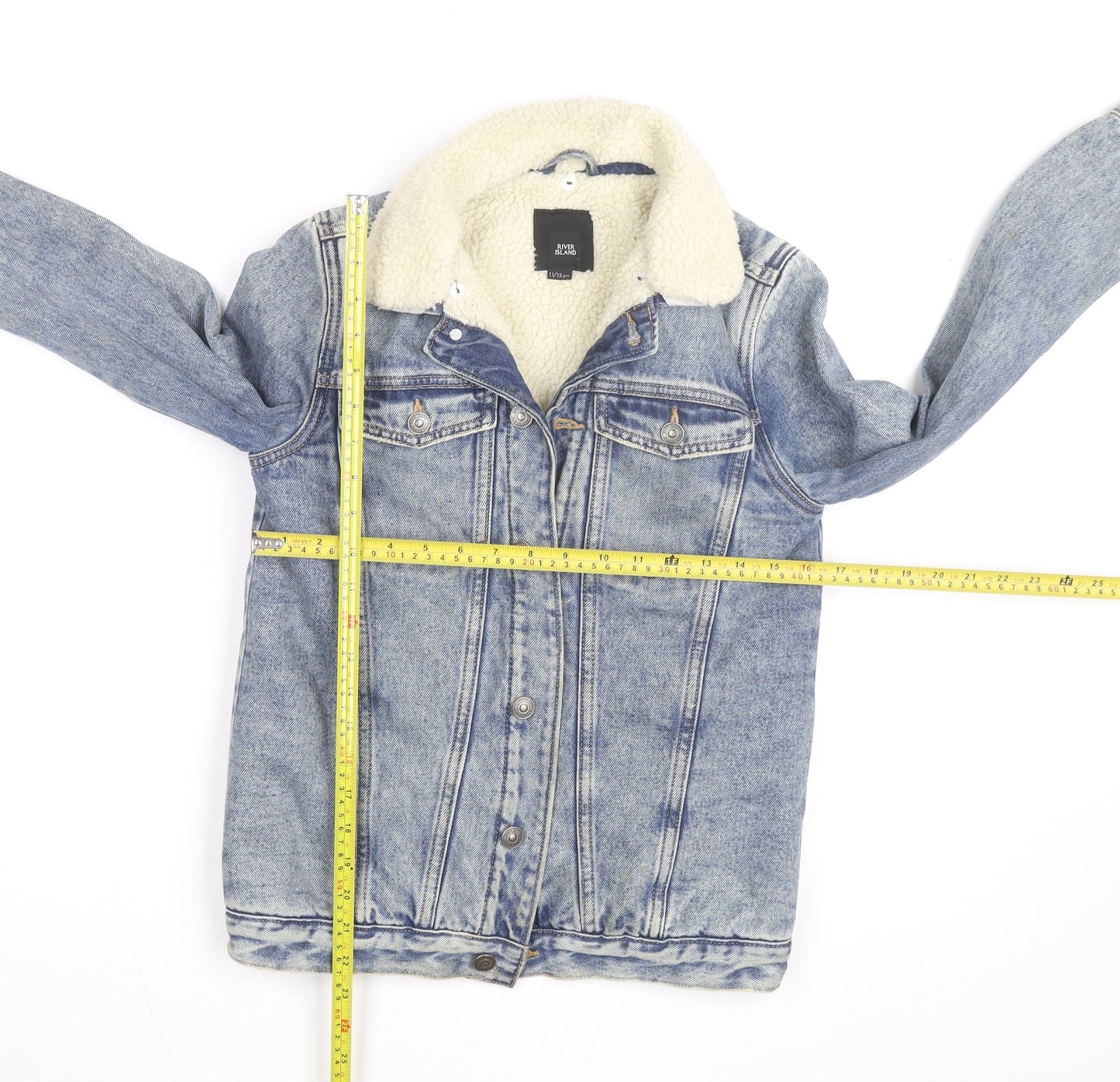 River Island Girls Blue Denim Sherpa Lined Jacket 11-12 Years