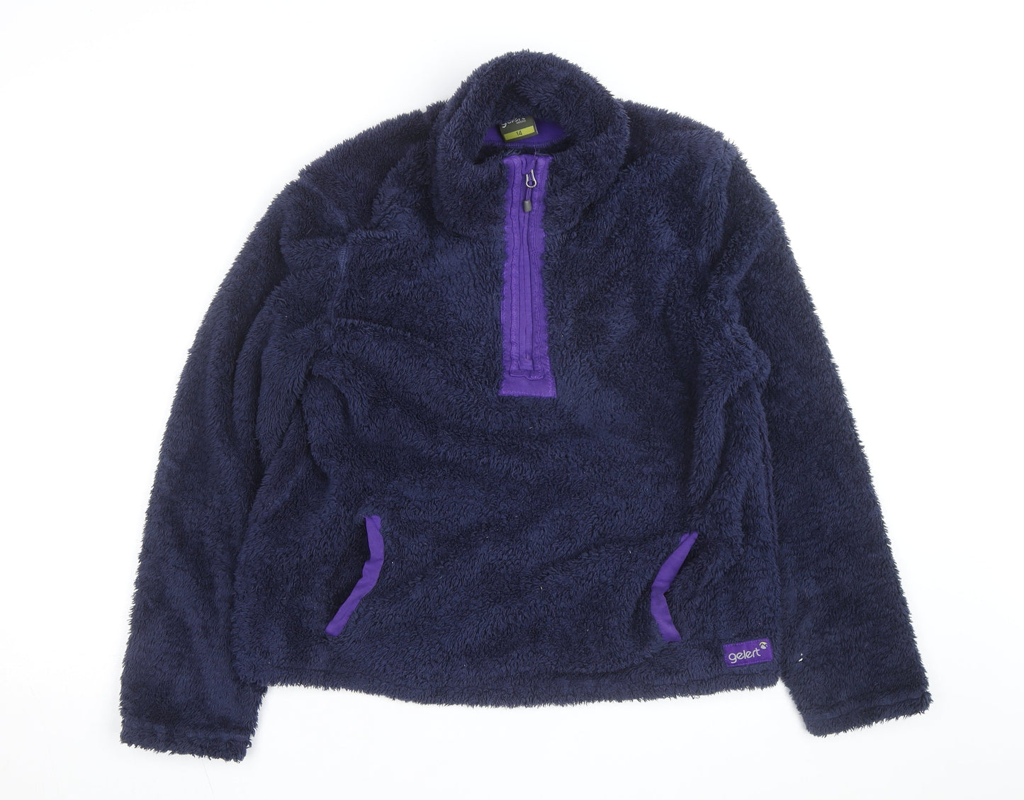 Gelert Women Navy Fleece Pullover Hoodie Size 14 Half Zip Warm Outdoor Top