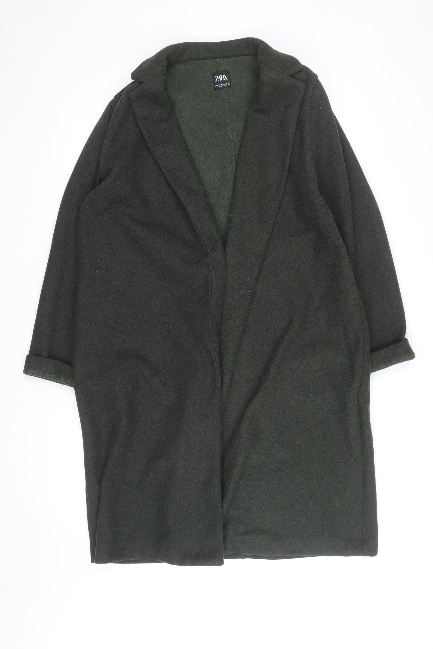 Zara Men’s Green Wool Blend Long Overcoat Size L