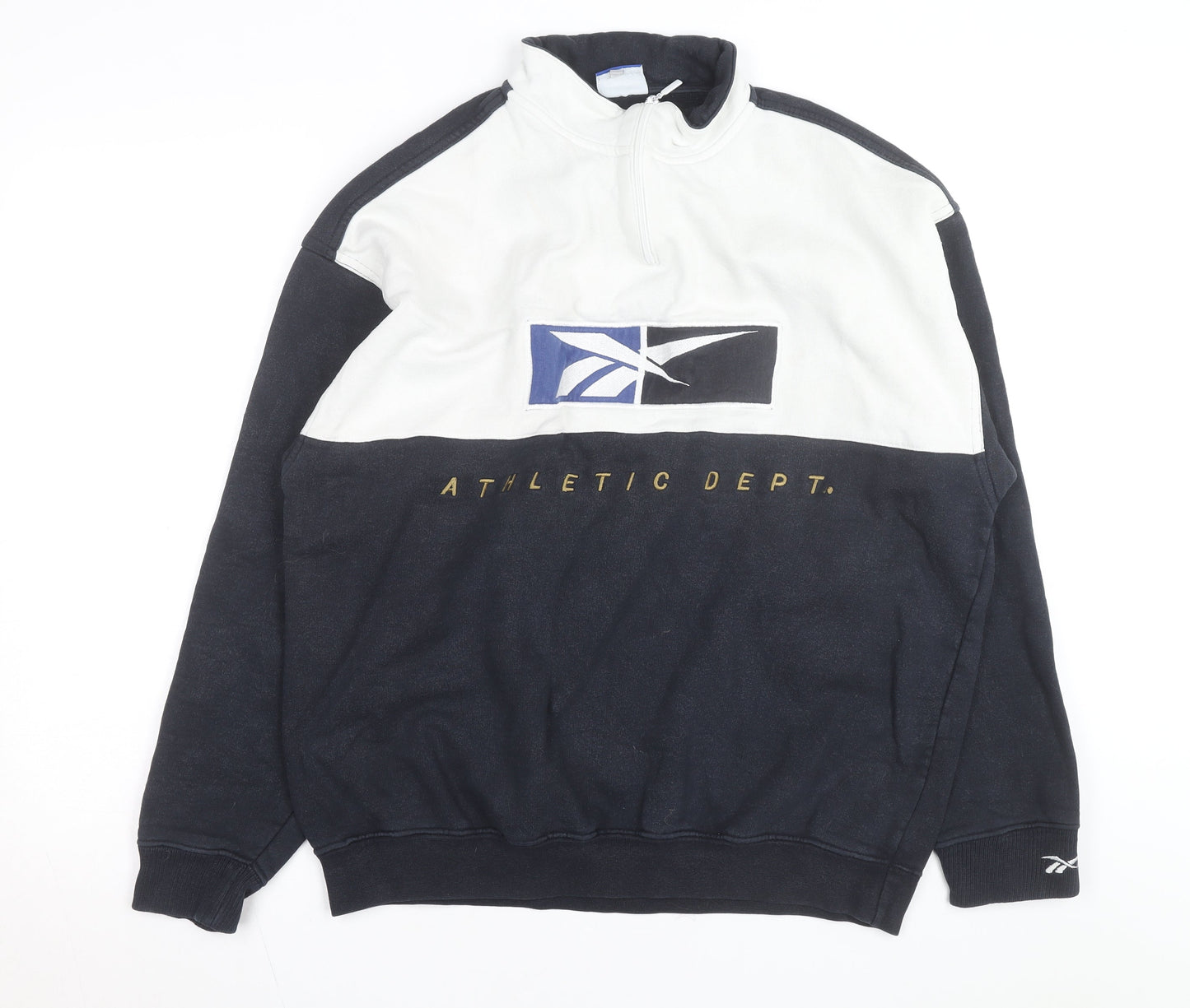 Reebok Men's Black XL 1/2 Zip Fleece Sweatshirt Athletic Dept Retro
