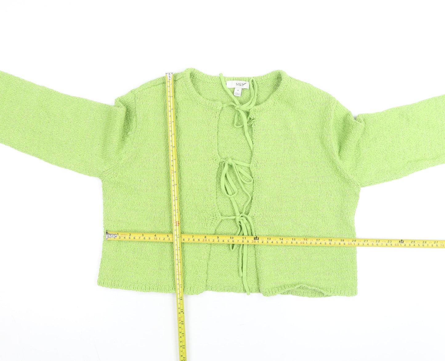 Marks and Spencer Women's Green Knit Tie Cardigan Medium