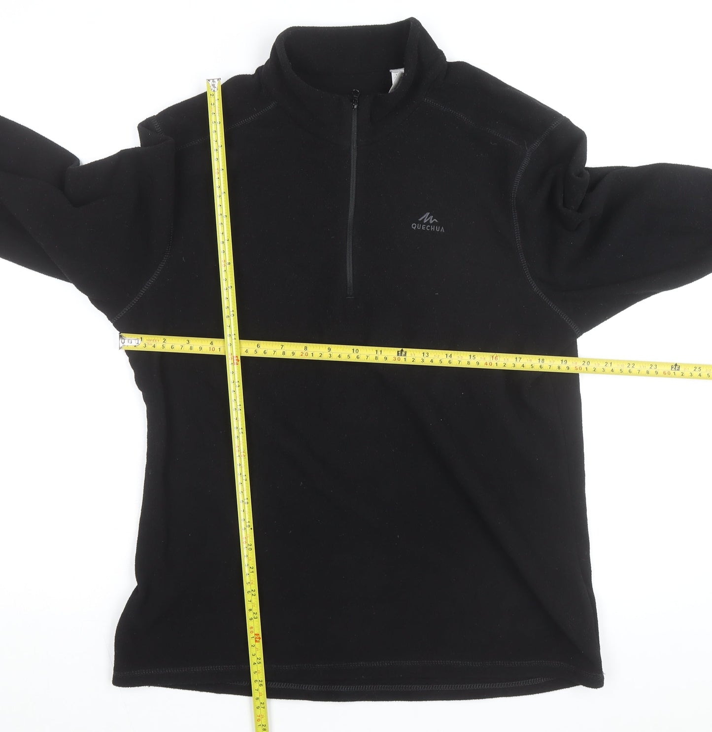 Quechua Men's Black Fleece 1/2 Zip Sweatshirt L Outdoor Hiking Pullover