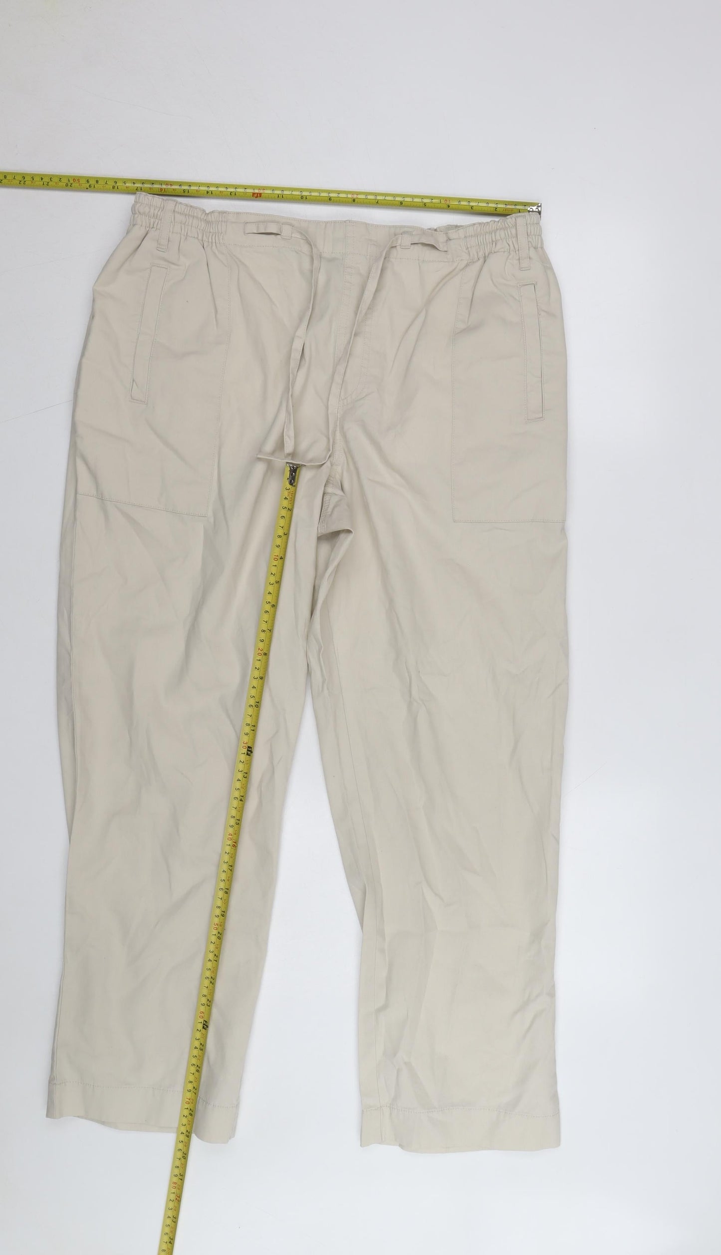 Cotton Traders Men Beige Drawstring Cotton Casual Trousers L