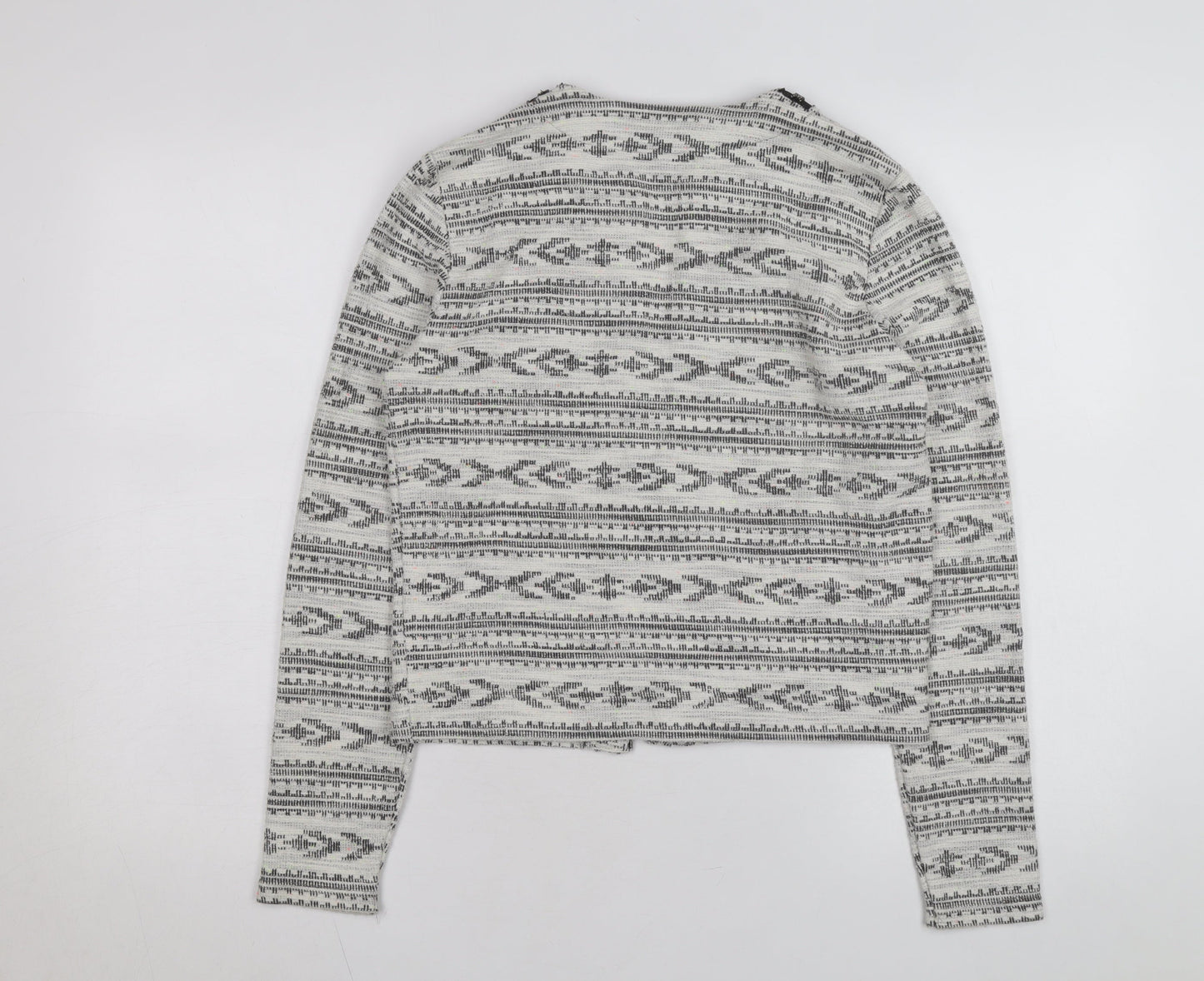Miss Selfridge Women Grey Beaded Knit Cardigan Size 8