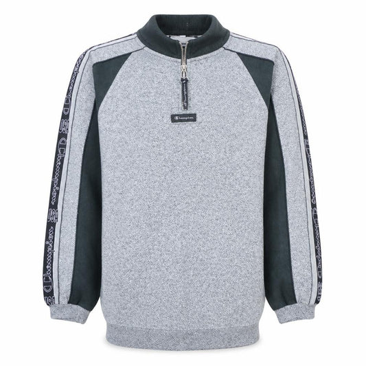 Champion Boys Grey 1/4 Zip Sweatshirt 13-14 Years 164cm Logo Trim Athletic Top
