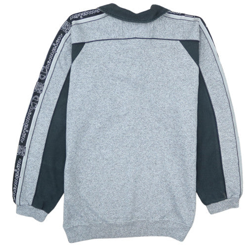 Champion Boys Grey 1/4 Zip Sweatshirt 13-14 Years 164cm Logo Trim Athletic Top