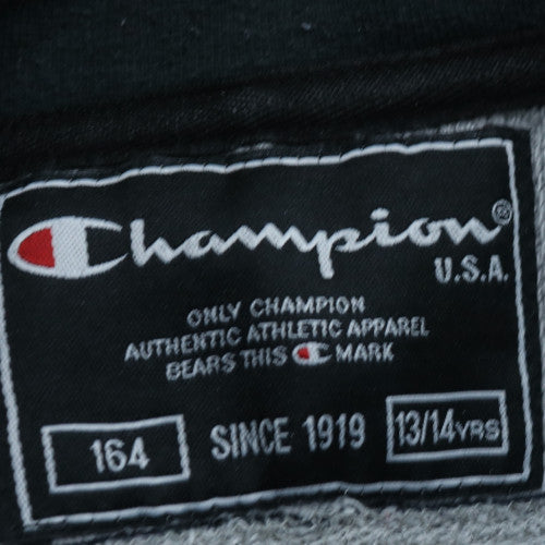 Champion Boys Grey 1/4 Zip Sweatshirt 13-14 Years 164cm Logo Trim Athletic Top