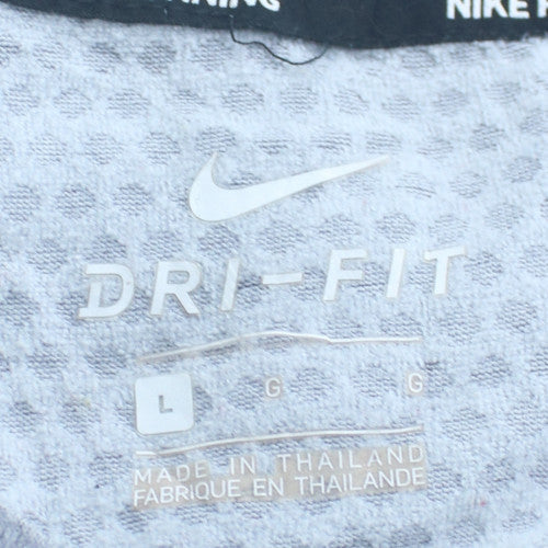 Nike Men's Grey Full Zip Dri-Fit Hoodie L Lightweight Sportswear
