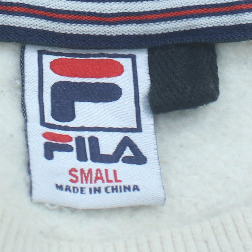 FILA Men's White Embroidered Pullover Sweatshirt Small Regular Fit