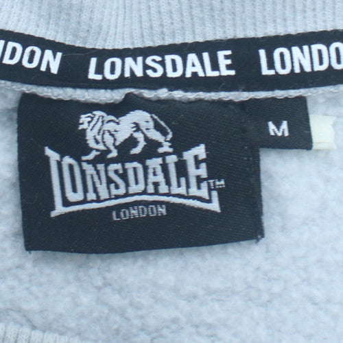 Lonsdale Men's Grey Pullover Sweatshirt M Regular Fit Logo Fleece