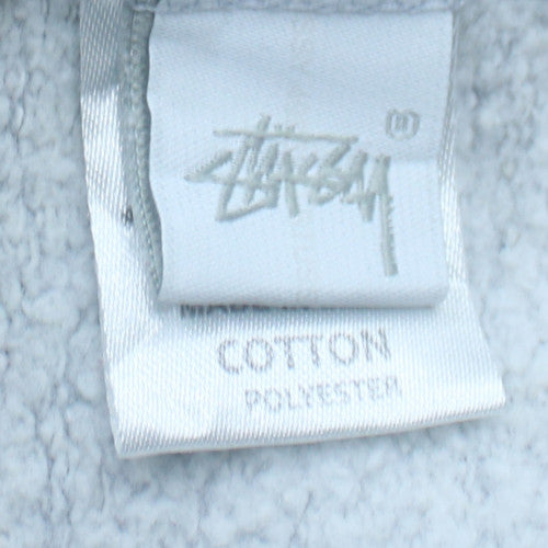 Stüssy Men's Grey Logo Pullover Sweatshirt L Fleece Crew Neck